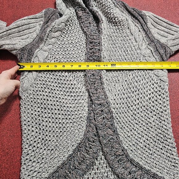 Gray Women's Open Front Cardigan Sweater - Picture 9 of 11